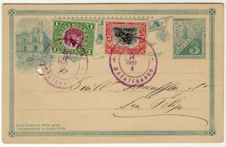 Guatemala 1907 Uprated Postal Stationery Card From Mazatenango