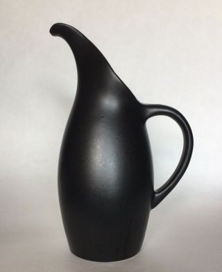 Vintage Mcm Royal Haeger Ceramic Pottery Black Ewer Pitcher/vase Usa Rg - 42 Matte
