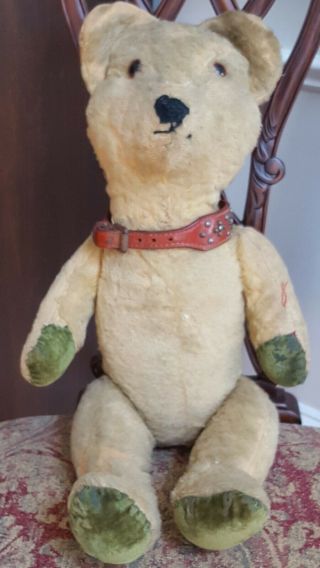 Antique Vintage Jointed Mohair Teddy Bear 18 " Tan Blonde