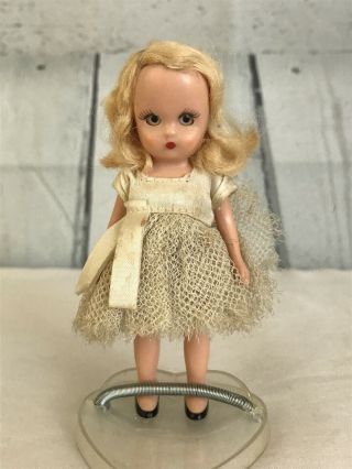 Vintage Nancy Ann Storybook Doll - Frozen Leg Molds - Lace Dress Small 4.  25 "