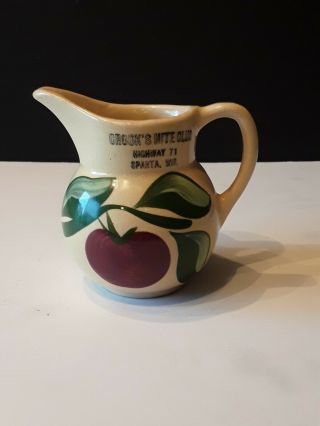 Watt Pottery 62 3 Leaf Apple Pitcher With Advertising