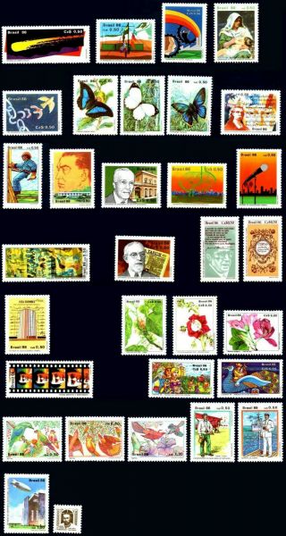 Brazil 1986 All Commemorative Stamps,  Year Set,  31v,  Scott Value $15.  10,  All Mnh