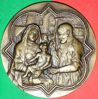 Nativity / Boy Jesus / Big Bronze Medal By Ulisses 1979