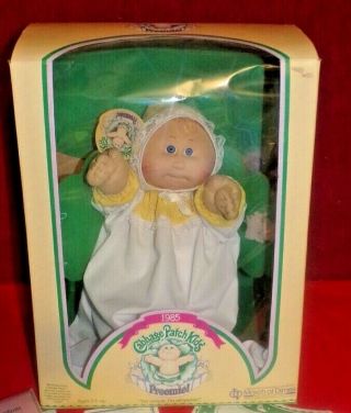 Cabbage Patch Kids Cynthie Erin Preemie 1985 March Of Dimes Doll W/box Coleco