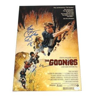 Actor Corey Feldman Jeff Cohen Cast Signed The Goonies 12x18 Movie Poster W/coa