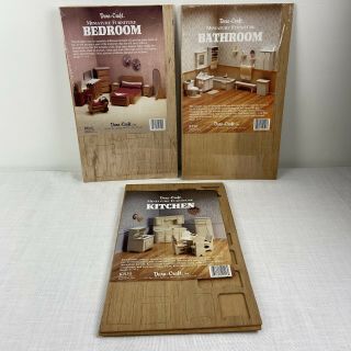 3 Dura Craft Dollhouse Kits Miniature Wood Bedroom,  Bathroom,  Kitchen Furniture 2