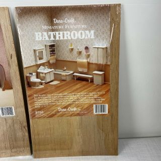 3 Dura Craft Dollhouse Kits Miniature Wood Bedroom,  Bathroom,  Kitchen Furniture 3