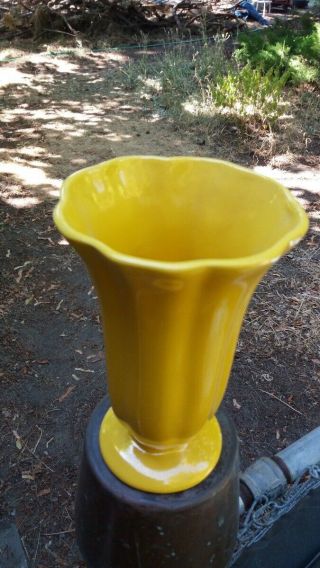 Catalina Island Art Pottery Yellow Vase Fluted 7 3/4 