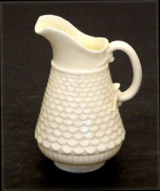 Antique Belleek Porcelain Scales Milk Creamer Cream Pitcher / 1st Mark 1863 - 1890