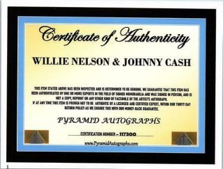 JOHNNY CASH & WILLIE NELSON Autographed Signed Photo w/COA 2