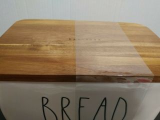 Rae Dunn Ceramic Bread Box with Wooden Lid HTF 2020 Release. 2