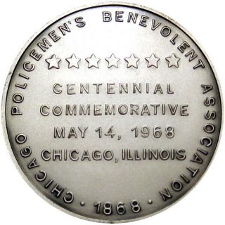 1968 Chicago Illinois Police Monument Haymarket Riot Anniversary Medal 50mm 2