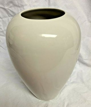 Vintage Large 10 " Tac Trenton Art Pottery Vase Glossy Off White Cream Art Deco