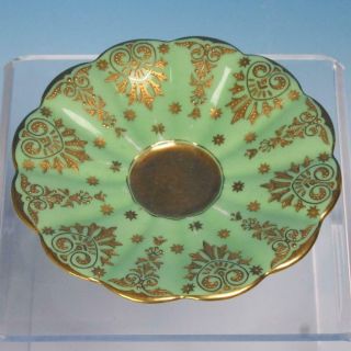 Coalport Bone China - Teal Green with Embossed Gold - Demitasse Cup and Saucer 2