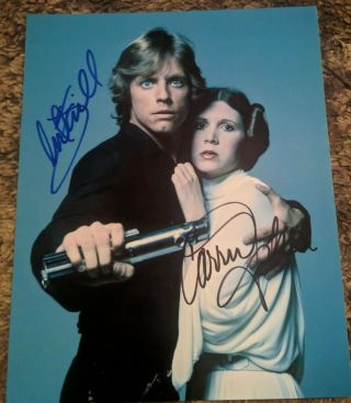 Carrie Fisher Mark Hamill Star Wars Hand Signed 8x10 Autograph Photo