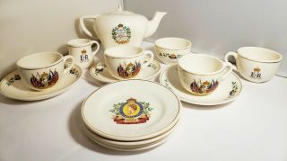 Royal Cauldon China Queen Elizabeth Coronation Mini Childs Tea Set Teapot 15pc