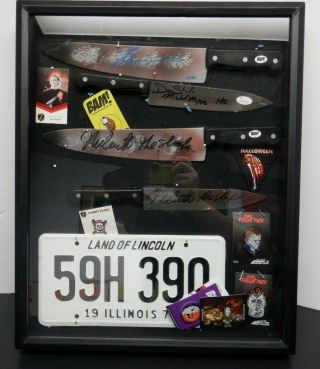Michael Myers Halloween Collectible Display 4 Autographs,  Pins,  Patches Jsa Bam