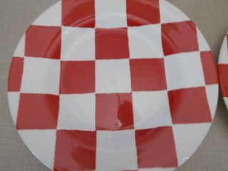 Set Of 6 Royal Stafford Red Chequers Checkers Plates Madein England Lustucru