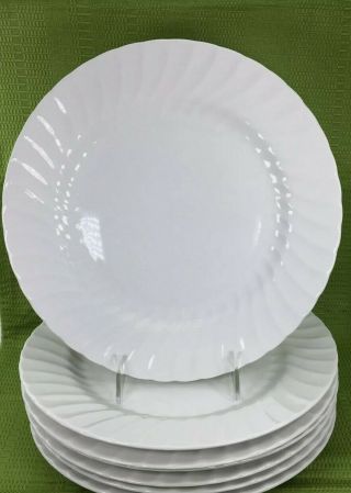 6 Johnson Brothers Regency White Swirl 10 1/2 " Large Dinner Plates - England