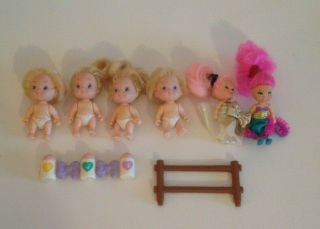 Vintage Tyco Quints Blonde Baby Doll Set Of 5 Accessories And More 1990