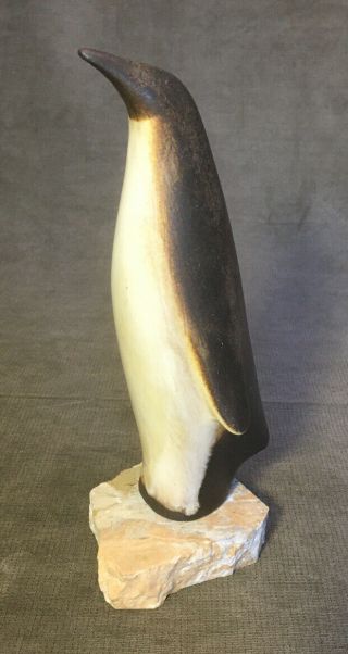 Maigon Daga Studio Art Pottery Penguin Sculpture On Stone Mcm Mid Century Modern
