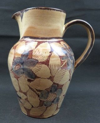 Antique Swiss Pottery Ceramic Pitcher Jug Signed By Artist Switzerland Thoune