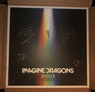 Imagine Dragons Evolve Autographed 2017 24x24 Lithograph Poster Signed By All 4