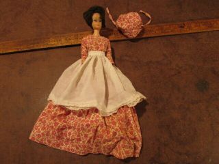 Brunette Barbie Doll Short Hair With Dress Outfit Hand Painted??
