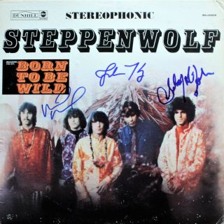 Steppenwolf First Album Signed By John Kay Goldy Mcjohn Michael Monarch