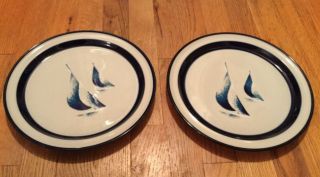 2 Vintage Noritake Stoneware Running Pattern 10 5/8 " Dinner Plates {b}