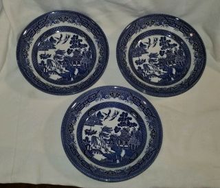 (8) Churchill China Blue Willow 7 7/8 " Soup Bowls England