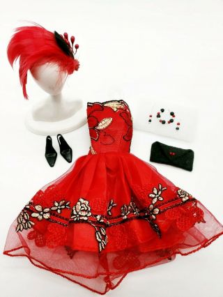 Barbie Fashion Red & Black Embroidered Party Dress Special Offer,  More