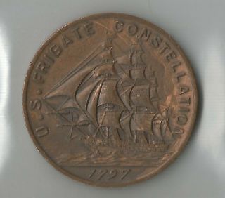 Vintage Medal: 1797 U.  S.  Frigate Constellation Coin Made From The Ship