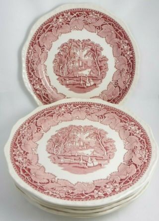 6 Franciscan Pink Vista 10.  5 " Dinner Plates English Ironstone (itemb6)
