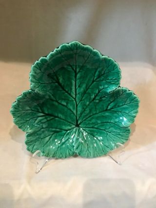 Antique Wedgwood Majolica Leaf Plate 8.  75 " In Dark Green