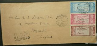 EGYPT 30 APR 1925 REGIST.  COVER W/ GEOGRAPHICAL CONGRESS SET - CAIRO TO LONDON 2