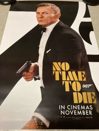 No Time To Die One Sheet Cinema Poster.  James Bond Version Not Quad