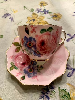 Paragon Double Warrant Pink Cabbage Roses Tea Cup Saucer Bone China S732/4 Eng