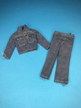 Vintage Ken Doll 1970s Era 1720 Way Out West Denim Jean Jacket Pants