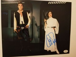 Carrie Fisher,  Harrison Ford Star Wars Princess Leia Signed 8x10 Photo W/coa