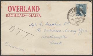 Iraq 1933 King Faisal 15fils On Pre - Printed Overland Mail Cover Maquil - Uk