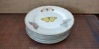B & Co.  L.  Bernardaud Limoges France Butterfly Butterflies - 6 Small Plates -