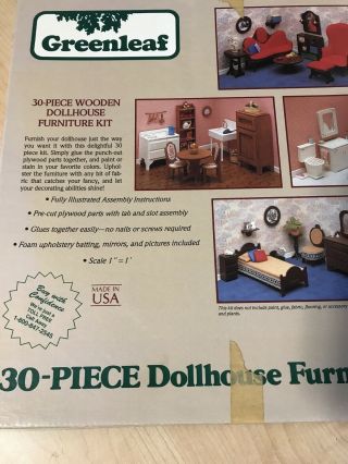 Vintage Greenleaf 30 Piece Wooden Dollhouse Furniture Kit 9030 Complete