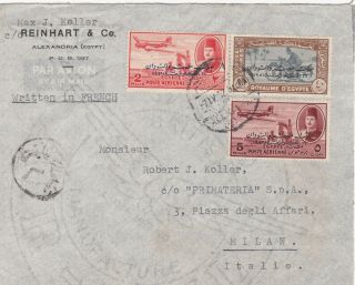 Egypt,  1952,  Scarce 40m Kes Express & Airmails Cover Sent To Italy - 2 Scans