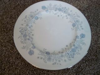 5 Wedgwood Belle Fleur Dinner Plates 10 3/4 " Blue Gray Flowers Silver Trim