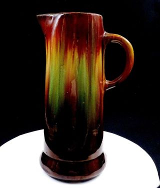 Mccoy Pottery Blended Green & Brown Large 12 1/4 " Tankard Pitcher