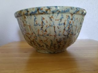 Antique Red Wing Pottery Stoneware Mixing Bowl - Sponge Ware - 9.  25 "