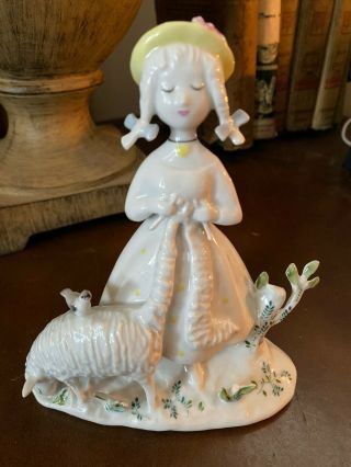 Vintage Rosenthal Porcelain Figurine Knitter,  Knitting Girl With Sheep R.  Peynet