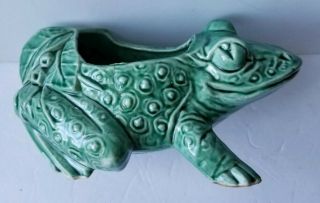 Vintage 1940s Mccoy Art Pottery Large Frog Planter Pot Vase Figure Green