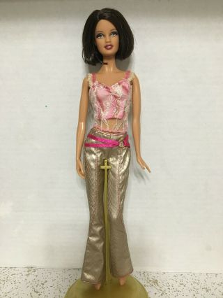 Barbie Model Muse My Scene Kennedy Bling Outfit Lace Top Faux Leather Gold Pants